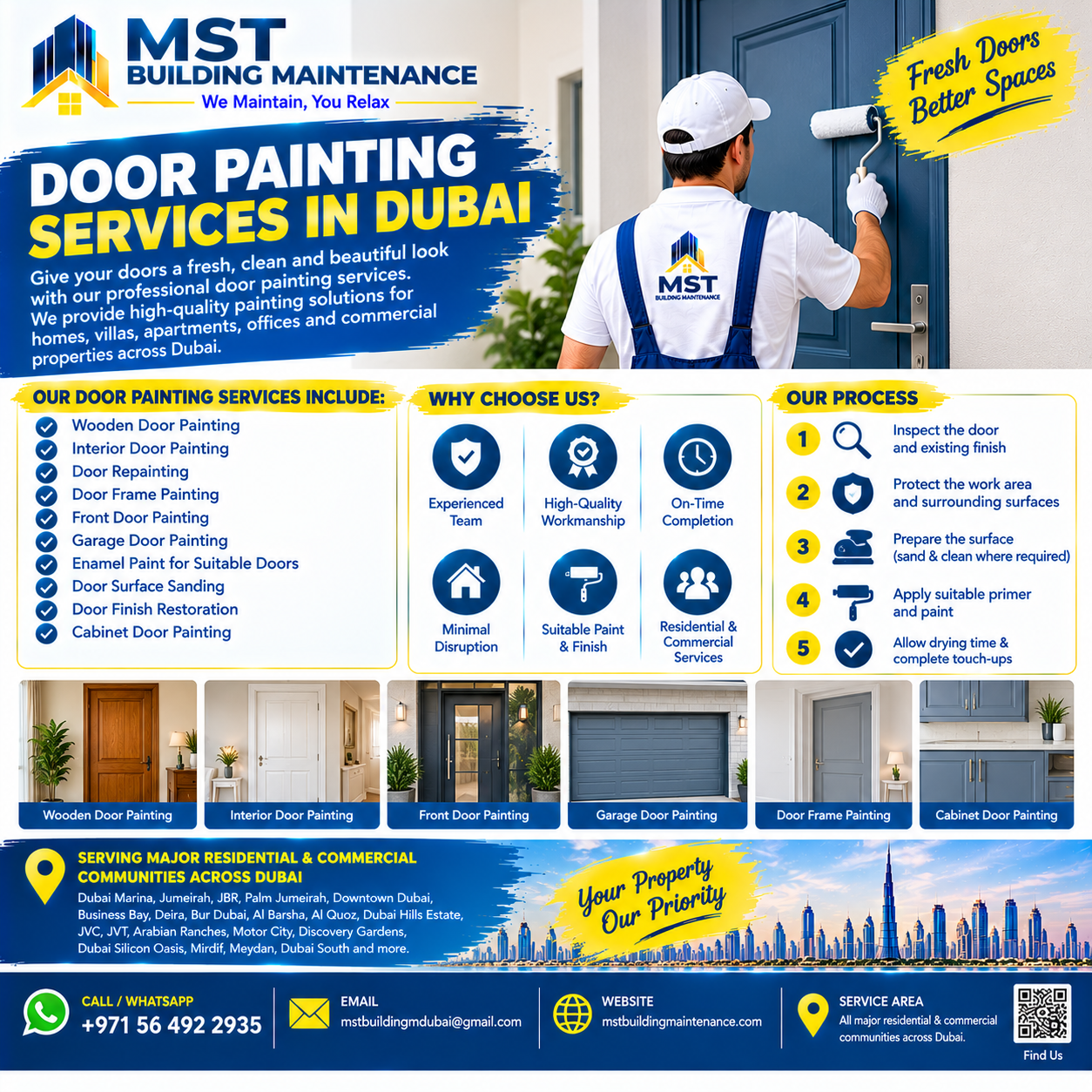 Door Painting Services in Dubai – Professional Wooden Door Painting and Repainting